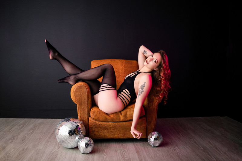 Boudoir set in studio.
