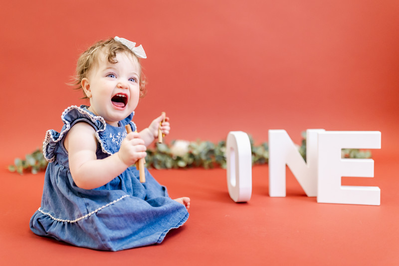 Milestone and newborn props in studio.